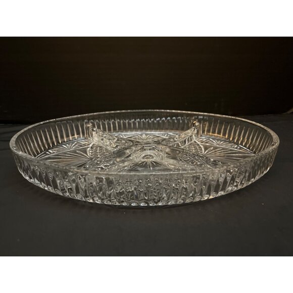 Vintage Libbey Glass Divided Serving Oval Dish 4 Sections 11” - Picture 3 of 5